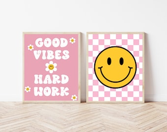 Retro Classroom Wall Art Bundle, Groovy Classroom Decor, Elementary School Posters, Pink Classroom Signs, Kindergarten First Second Grade