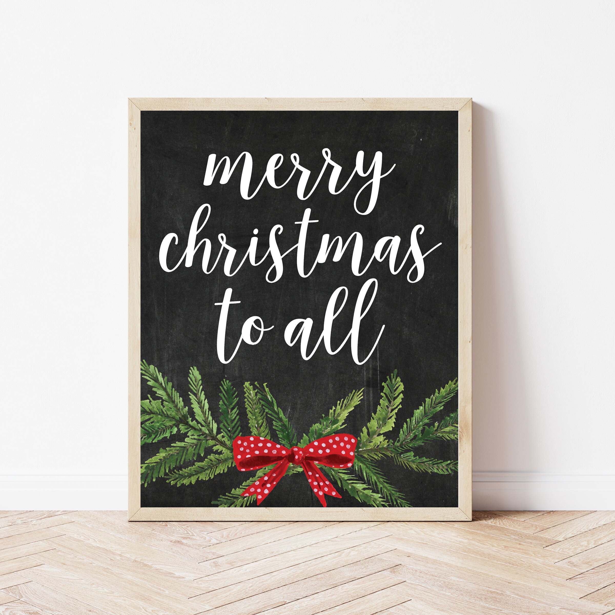 Merry Christmas to All Sign Christmas Printable Wall Art Holiday