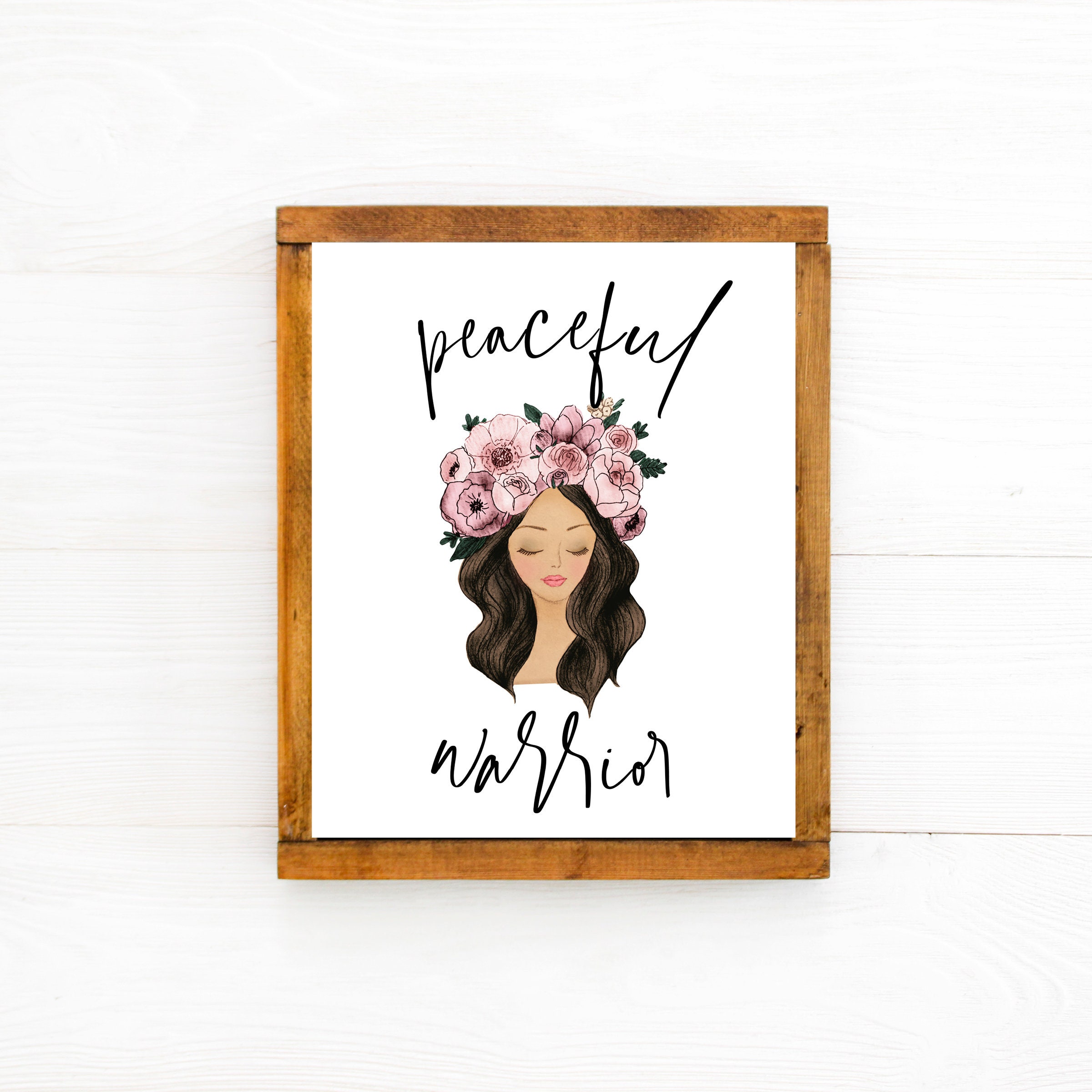 Peaceful Warrior Yoga Wall Decor Yoga Printable Feminist Etsy