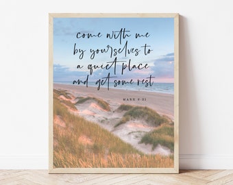 Bible Verse Wall Art Nursery, Mark 6:31, Christian Prints, Church Wall Decor, Scripture For Moms, Home Office Print, Bible Verse Poster