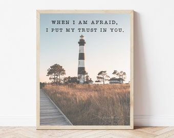 Lighthouse Wall Art, Bible Verse Print, OBX Gifts, Outer Banks Poster, Cape Hatteras, Christian Quote Wall Art, Bodie Island, Nags Head