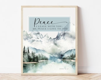 John 14:27, Peace I Leave With You Bible Verse Wall Art, Bedroom Scripture Sign, Religious Gifts Men Women, Baptism Gift Adult, Faith Decor