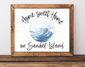 Sanibel Island Print, Sanibel Island Poster, Sanibel Island Gifts, Sanibel Florida, Captiva Island, Gulf Coast Sign, Coastal Beach Decor