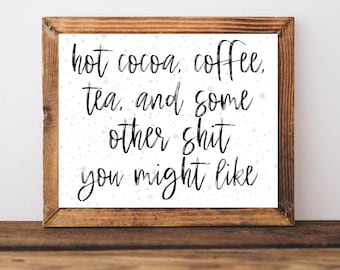 Winter Hot Cocoa Sign, Winter Wedding Signs, Hot Cocoa Bar Sign, Hot Chocolate Bar Sign, Holiday Hot Cocoa Print, Hot Cocoa Table Decor