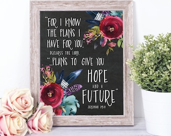 Bible Verse Wall Art For I Know the Plans I Have For You Jeremiah 29 11 Scripture Wall Prints Christian Wall Art