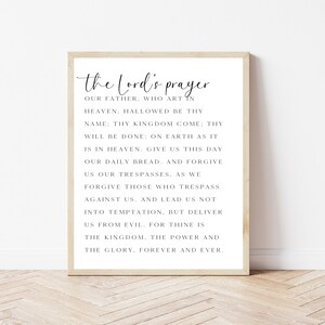 The Lord&#39;s Prayer Printable Wall Art, Our Father Print, Catholic Gifts For Men Women Kids, Baptism Gift, Religious Home Office Decor Sign