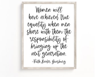 RBG Print, Ruth Bader Ginsburg, Ruth Bader Ginsburg Wall Art, RBG Wall Art, RBG Quotes, Signos de igualdad, Equality Print, Feminist Wall Art