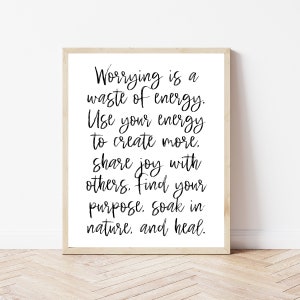Manifestation Wall Art, Positive Quote Print, Manifest Poster, Healing Wall Art, Self Care Printable, Worrying Quote, Self Love Poster