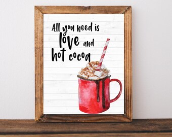 Hot Cocoa Bar Sign, Holiday Decor, Christmas Sign, Hot Chocolate Bar Printable Sign, Christmas Wall Art, Christmas Party Decor