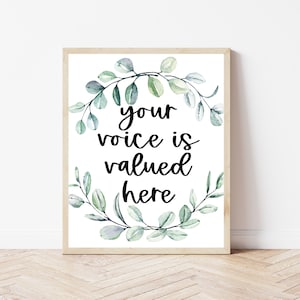 Therapy Office Decor, School Counselor Decor, Therapy Gifts, Mental Health Poster, You Matter Sign, Your Voice Is Valued, Therapy Poster