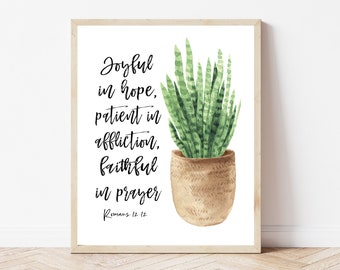 Christian Mother's Day Gift, Bible Verses For Mom, Romans 12:12 Print, Bible Verse Wall Art, Scripture Poster Women, Boho Christian Decor