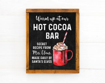 Hot Cocoa Sign, Holiday Decor, Christmas Sign, Hot Chocolate Bar Printable Sign, Christmas Wall Art, Christmas Party Decor
