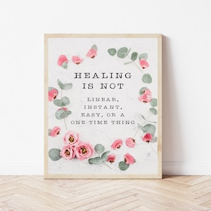 Heilung ist nicht linear, Suchtratgeber, Psychische Gesundheit Wandkunst, Genesungsgeschenke Frauen, Essstörungen, Substanzengebrauch, Therapeutenbüro