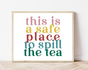 Therapy Office Decor, Spill The Tea Sign, Therapist Gifts, Counselor Wall Art Prints, School Counselor Wall Art, Mental Health Poster