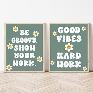 Groovy Classroom Decor Bundle, Retro Middle School Classroom Sign Printable, Boho Classroom Posters, Hippie Elementary School Decorations