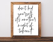Funny Kitchen Sign,Kitchen Wall Art,Kitchen Printable,Kitchen Signs,Kitchen Wall Decor,Another Night of Takeout,Farmhouse Kitchen Decor
