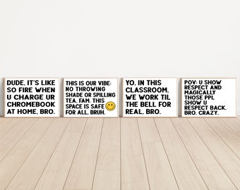 Funny Middle School Classroom Decor Bundle, Math Poster, English ELA Sign, Grammar, Algebra, AP Government, Life Science, Biology, Chemistry