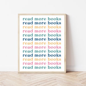 English Classroom Poster, Read More Books, Library Wall Decor, English Teacher Sign, Reading Nook, School Library Wall Art, Reader Gift Mom