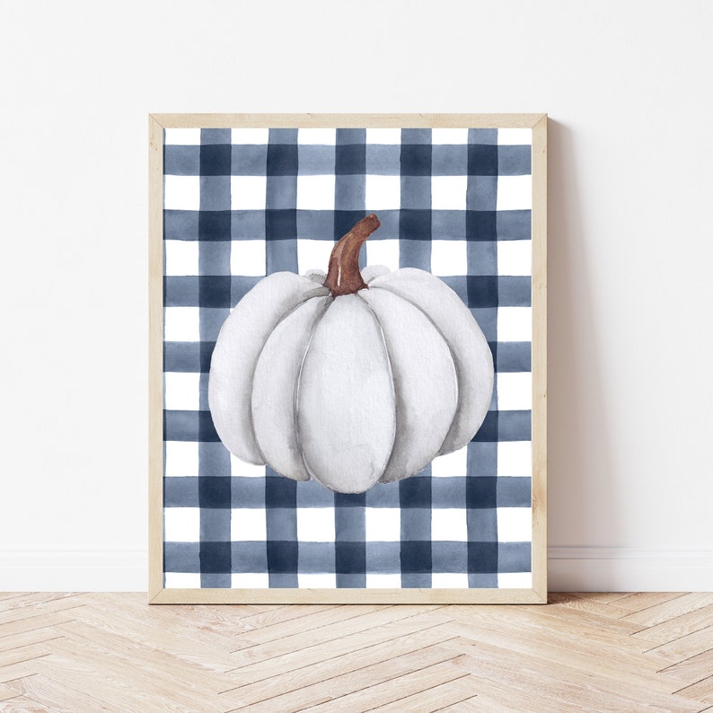 Pumpkin Wall Art, Buffalo Plaid Pumpkins, Farmhouse Fall Decor, Autumn Print, Fall Wall Art, Fall Print, Autumn Wall Art, Pumpkin Decor Sign image 1