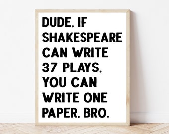 Shakespeare Poster, Funny English Classroom Wall Decor, Middle High School English Teacher, Grammar, Poetry, Language Arts, Literature Sign