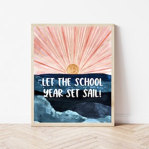 Nautical Classroom Decor, Teacher Welcome Sign, Coastal Classroom Posters, Beach Bulletin Board Idea, Ocean Class Wall Art, Boho Classroom