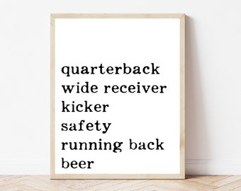 Funny Football Sign, Football Beer, Football Prints, Football Home Decor, Football Party Sign, Fall Football Decor, Football Party Decor