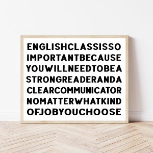 Englischlehrer Klassenzimmer Dekor, High School Wandkunst, lustige Grammatik Poster, Englisch beleuchtet, Mittelschule Sprachkunst, druckbares Klassenzimmer