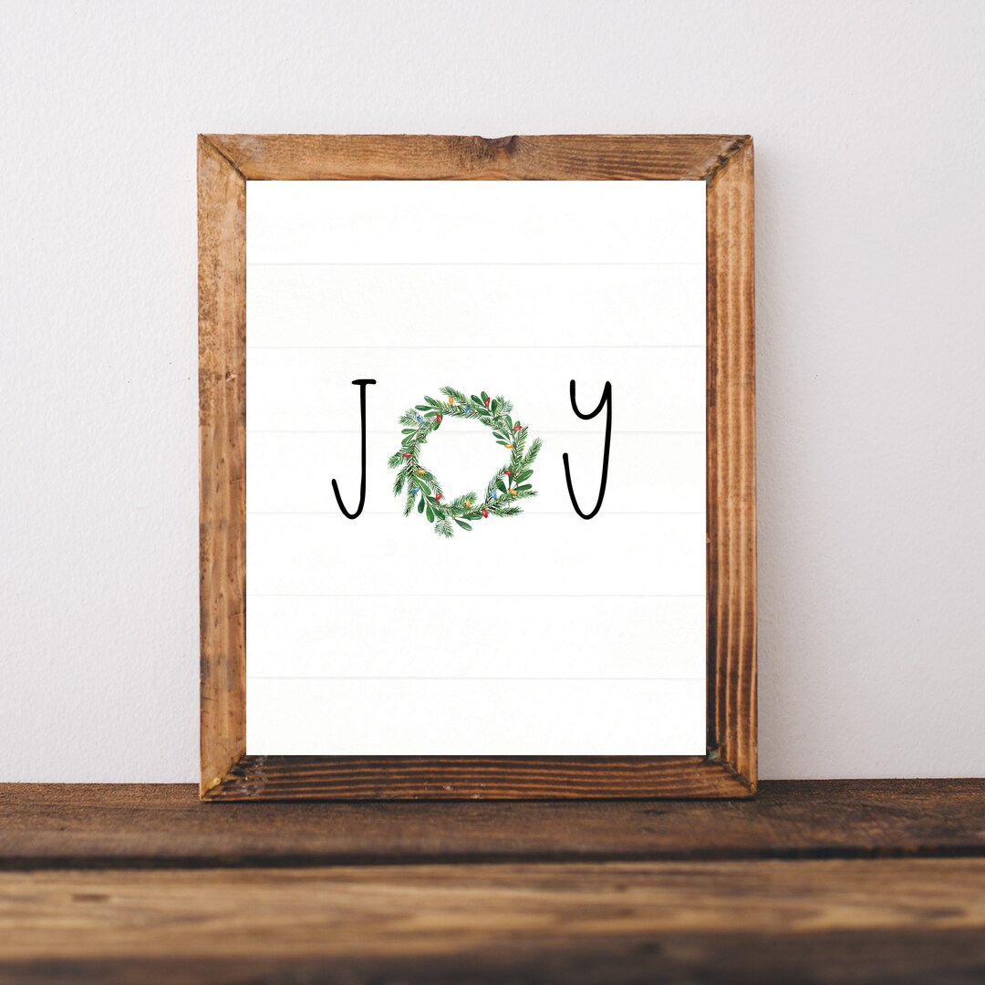 Joy Christmas Wall Art Printable Christmas Sign Decorations Etsy