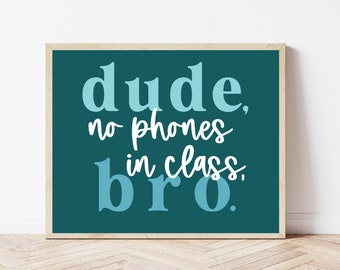 Middle School Classroom Decor, Funny English Poster, Math Printable, No Phones Sign, High School Class Decorations, Funny Teacher Gifts