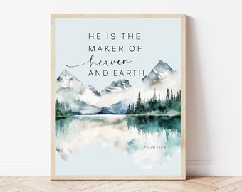 Psalm 146:6, Pismo Święte do druku, Bóg Sztuka ścienna, Wystrój wydruku wersetu biblijnego, Znak Pisma Świętego na górze, Plakat Kościoła Chrześcijańskiego, Dekoracja Jezusa