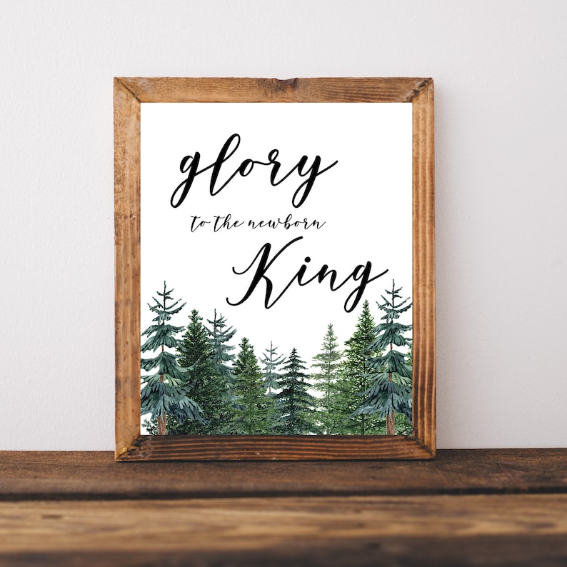 Christian Christmas Wall Art Glory to the Newborn King Etsy