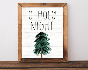 O Holy Night Sign, Christmas Printable Wall Art, Religious Christmas Decor, Christmas Church Print, Christmas Song Sign, Farmhouse Christmas