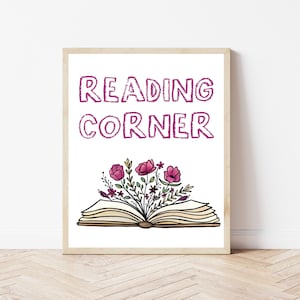 Reading Corner Printable Sign, Classroom Wall Art, Classroom Reading Nook Decor, Reading Corner Posters, Cozy Corner Sign, Library Decor