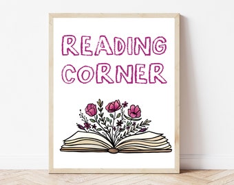 Reading Corner Printable Sign, Classroom Wall Art, Classroom Reading Nook Decor, Reading Corner Posters, Cozy Corner Sign, Library Decor