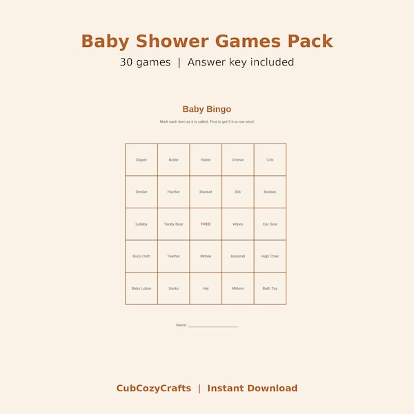 Baby Shower Games Pack