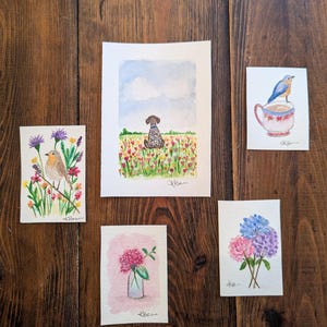 Framed original floral watercolors