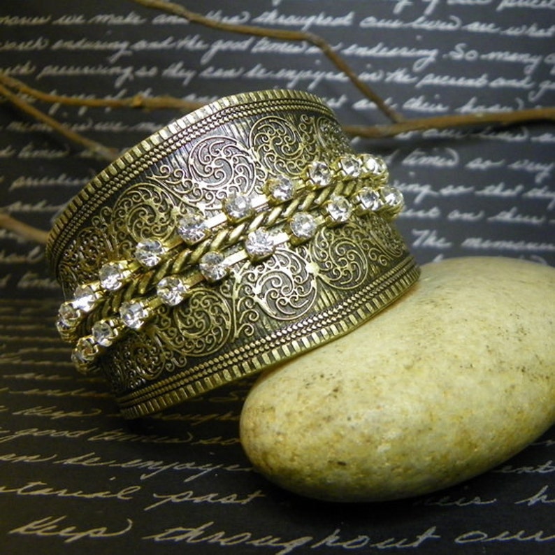 Cuff Bracelet Antique Gold Etsy