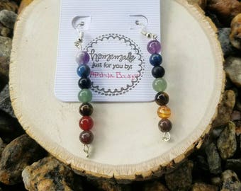 Chakra Earrings - Chakra Drop Earrings - Chakra Dangle Earrings - Rainbow Earrings - Rainbow Stone Earrings - Seven Chakras - Gem Earrings