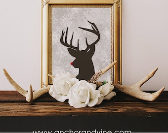 DIGITAL DOWNLOAD // Rudolph // Wall Decor, Home Decor, Holiday Decor, Christmas Decor, Deer, Holiday Print, Christmas Print