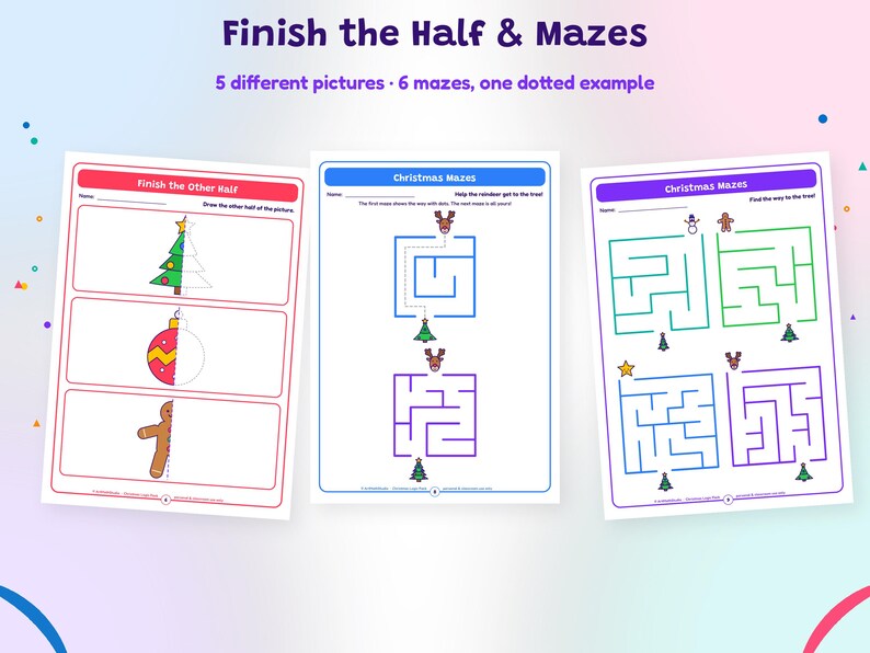 Christmas Worksheets Preschool Printable, Logic Pack, Mazes, Patterns ...