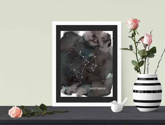 SAGITTARIUS - Zodiac Constellations on Alcohol Ink Astrology Sign Wall Art Print [Printable] Instant Download