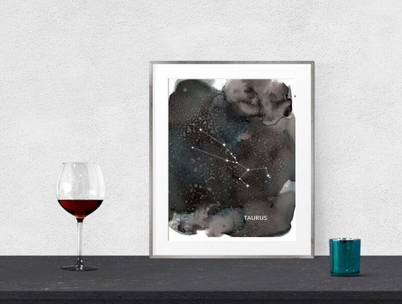 TAURUS - Zodiac Constellations on Alcohol Ink Astrology Sign Wall Art Print [Printable] Instant Download