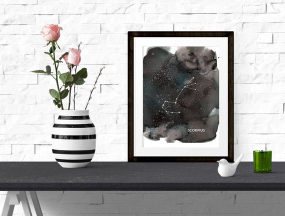 SCORPIUS/SCORPIO - Zodiac Constellations on Alcohol Ink Astrology Sign Wall Art Print [Printable] Instant Download