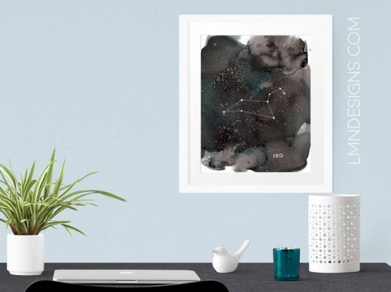 LEO - Zodiac Constellations on Alcohol Ink Astrology Sign Wall Art Print [Printable] Instant Download