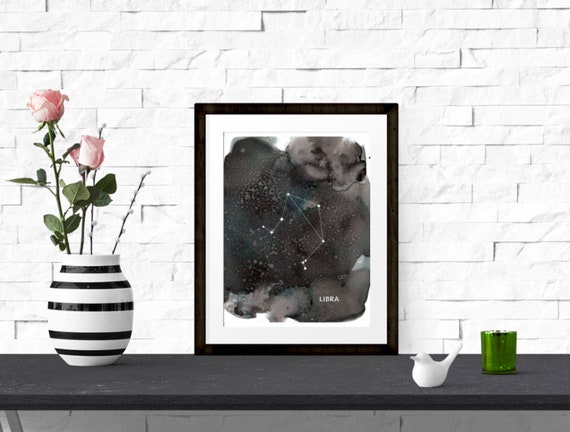 LIBRA - Zodiac Constellations on Alcohol Ink Astrology Sign Wall Art Print [Printable] Instant Download