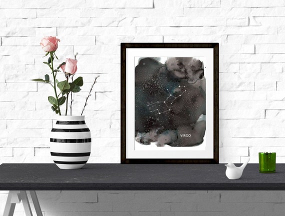 VIRGO - Zodiac Constellations on Alcohol Ink Astrology Sign Wall Art Print [Printable] Instant Download