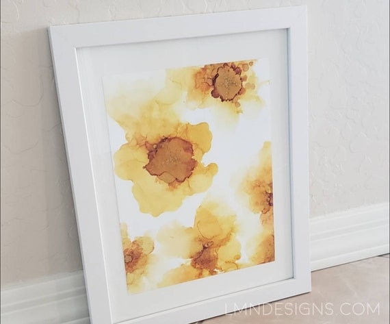 Sunflower Alcohol Ink Print [Instant Download]