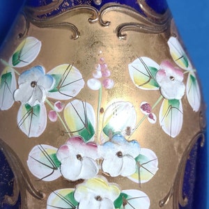 Bohemian blue glass bell-shaped hookah base  Hand Made High Enameled Painted  Hookah Base