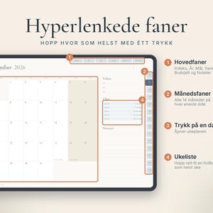Pianificatore digitale da novembre 2026 al 2027 in Norvegia, pianificatore GoodNotes, calendario per iPad con numero di telefono, calendario ipertestuale immagine 4