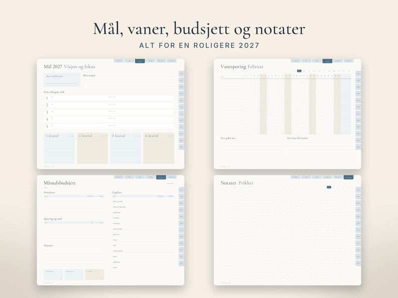 Digital planlegger 2027 på norsk, GoodNotes planner, iPad kalender med ukenummer, Hyperlenket uke- og dagsplan image 7